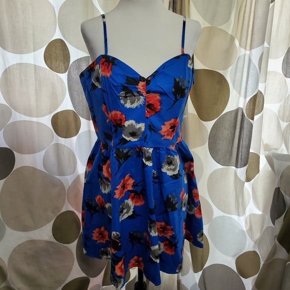 Royal blue, red, pink, black & white flower Dress - Picture 1 of 4
